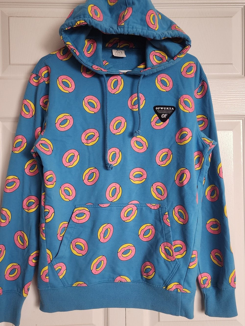 Odd Future OFWGKTA Blue Donut All-Over Print Mens Y2K Hoodie, Sz S